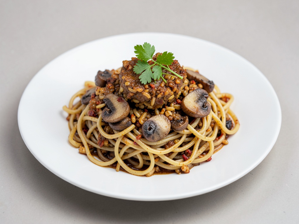 Noodles di riso ai funghi con un tocco piccante