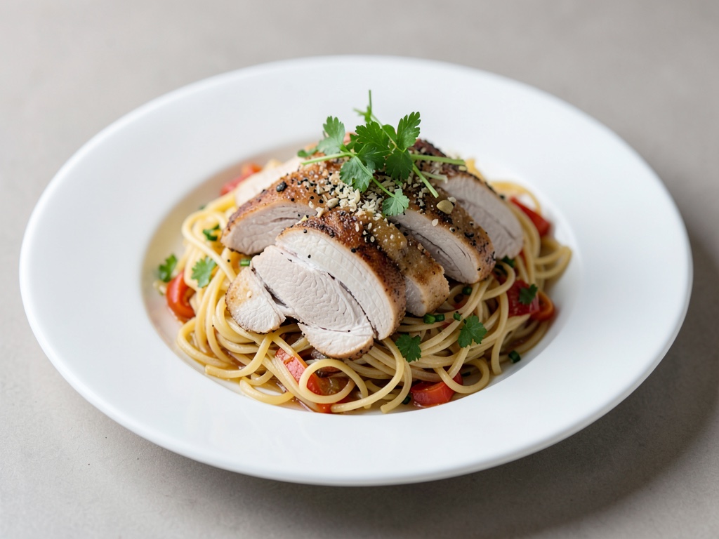 Fettuccine di riso con petto di tacchino