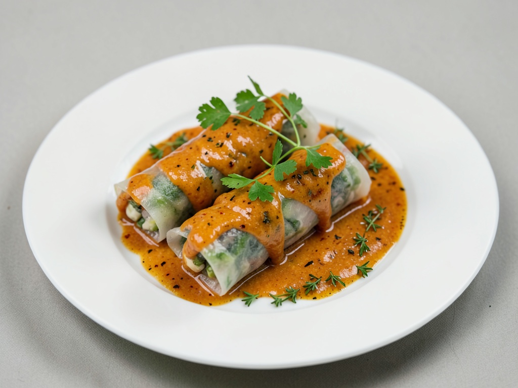 Freschi involtini di carta di riso con salsa di miele piccante
