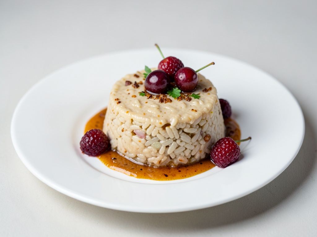 Pudding di riso al zafferano cremoso con litchi