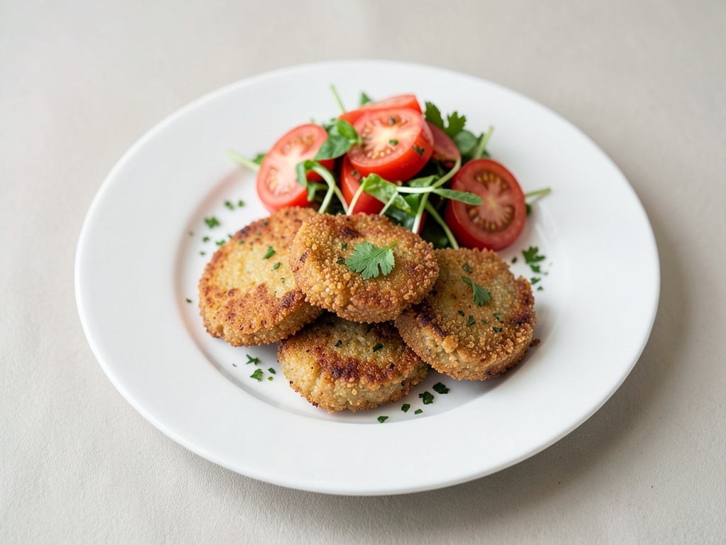 Frittelle di riso croccanti con insalata di pomodori fresca