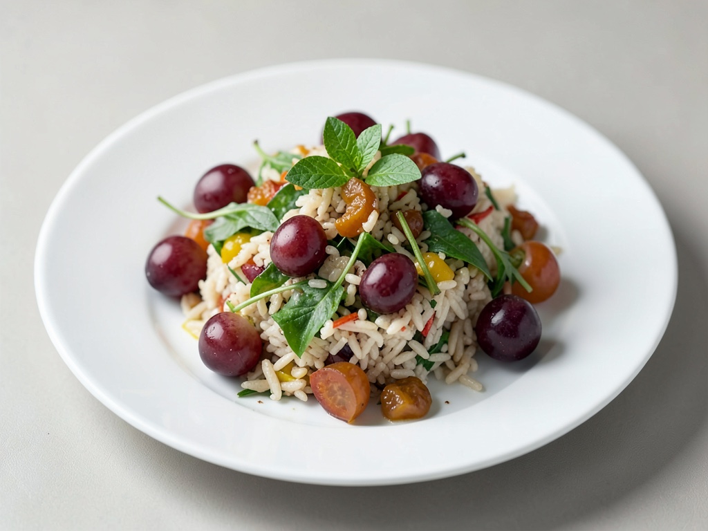 Insalata di riso fresca con uva