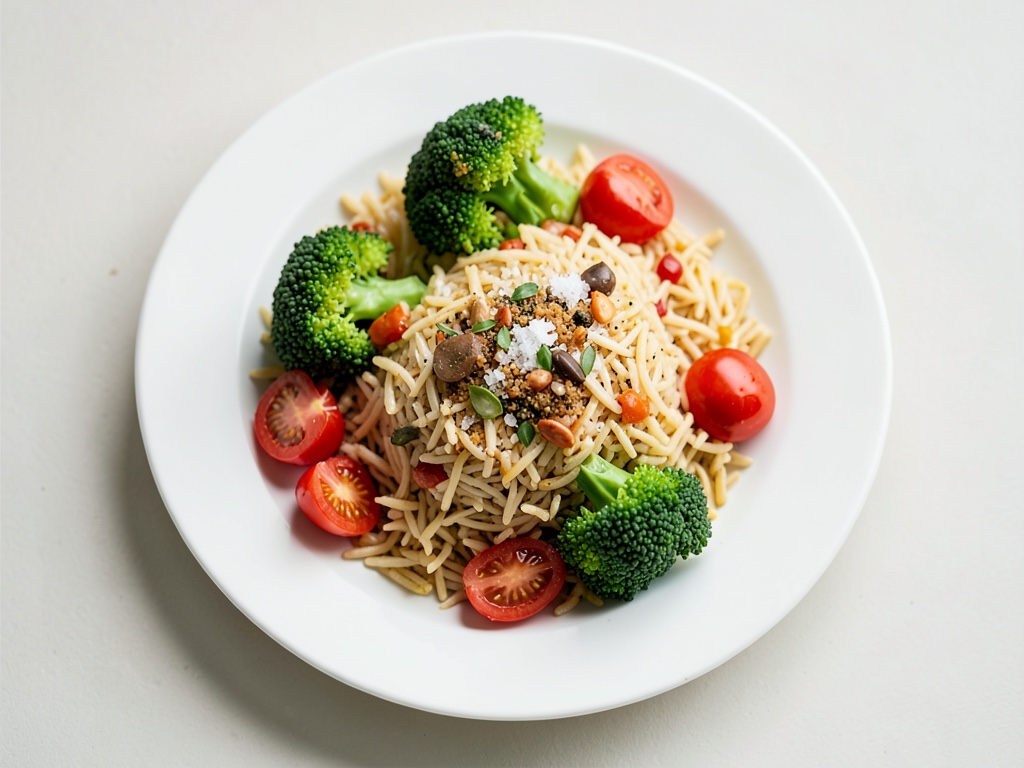 Insalata fresca di riso e broccoli con arancia