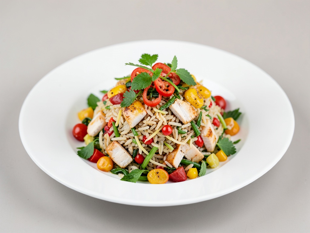 Salade de riz et poulet tropicale