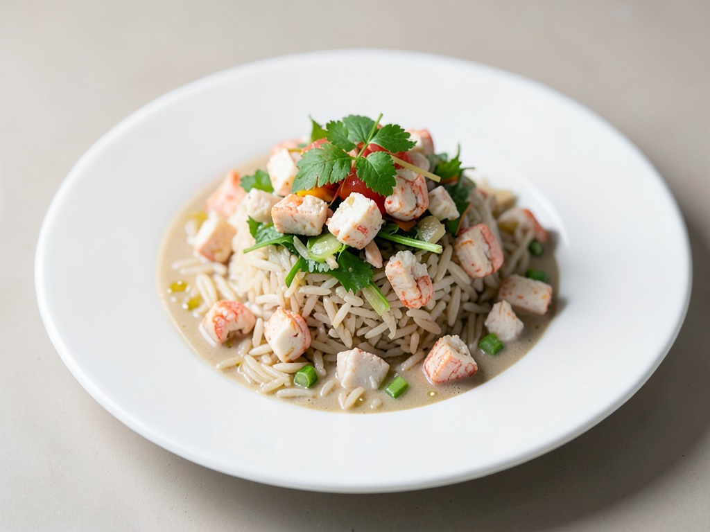 Insalata fresca di riso e granchio