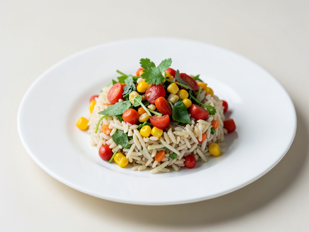 Insalata fresca di riso e mais