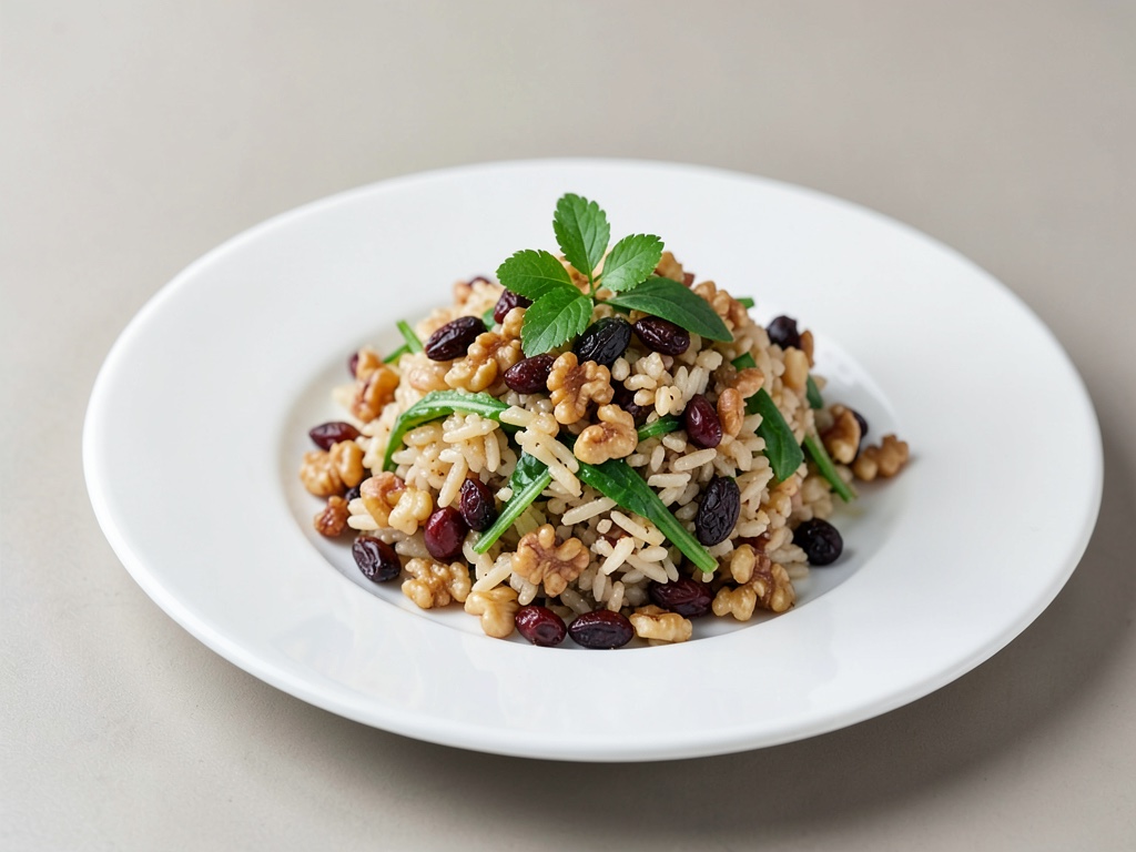 Insalata di riso integrale con noci e uvetta