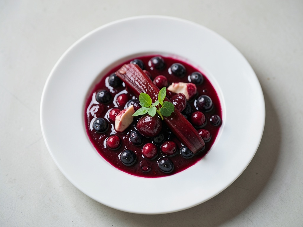 Dessert di rabarbaro e bacche con prosecco