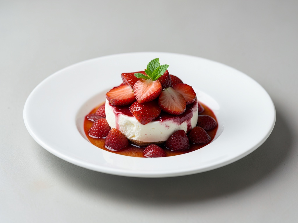 Dessert fruttato di rabarbaro e fragole