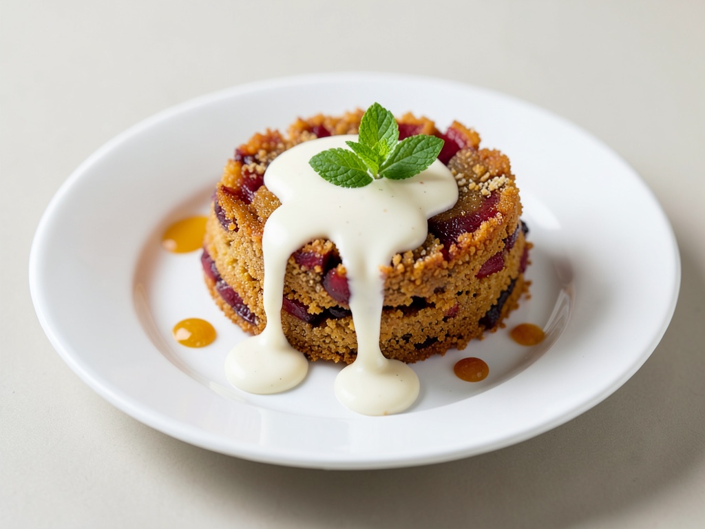 Torta croccante al rabarbaro con salsa alla vaniglia