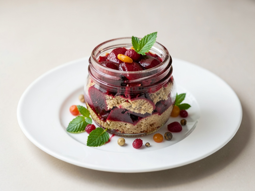 Rhabarber-Kuchen in Einmachgläsern