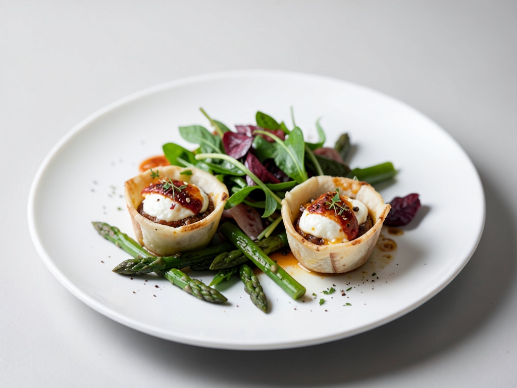 Coppette di Ricotta Aeree con Insalata di Asparagi