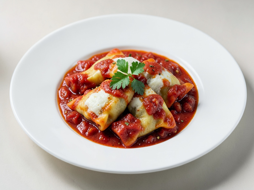 Ravioli di ricotta fatti in casa in salsa di pomodoro