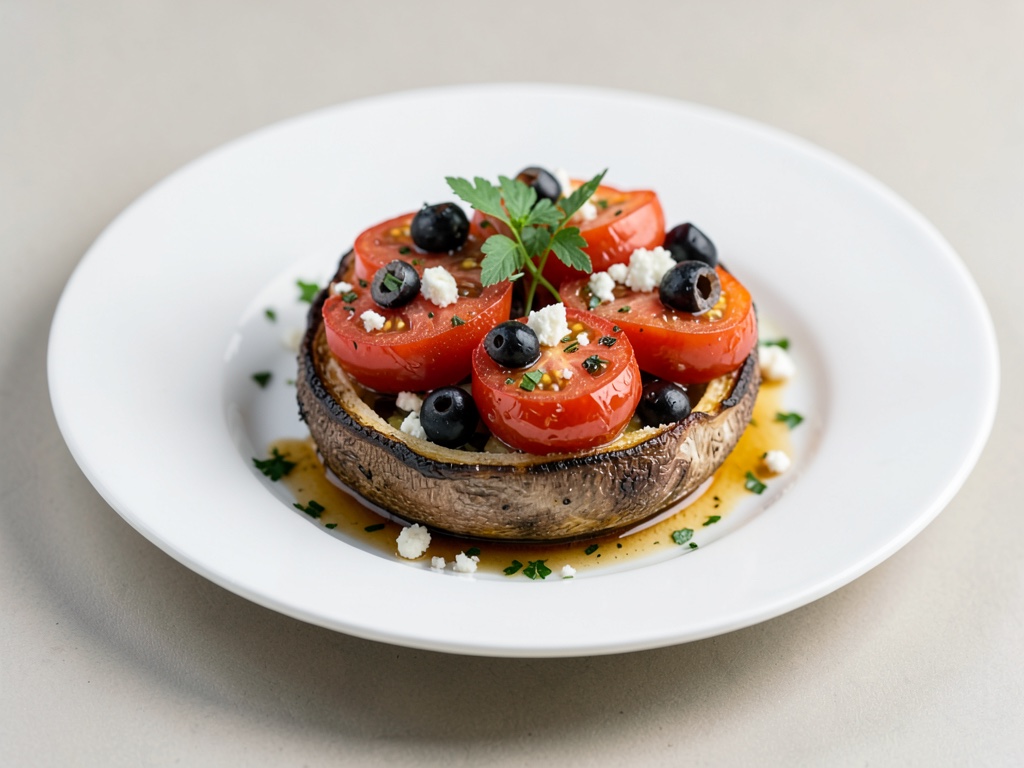 Cappi di champignon grandi ripieni di pomodoro, oliva e feta