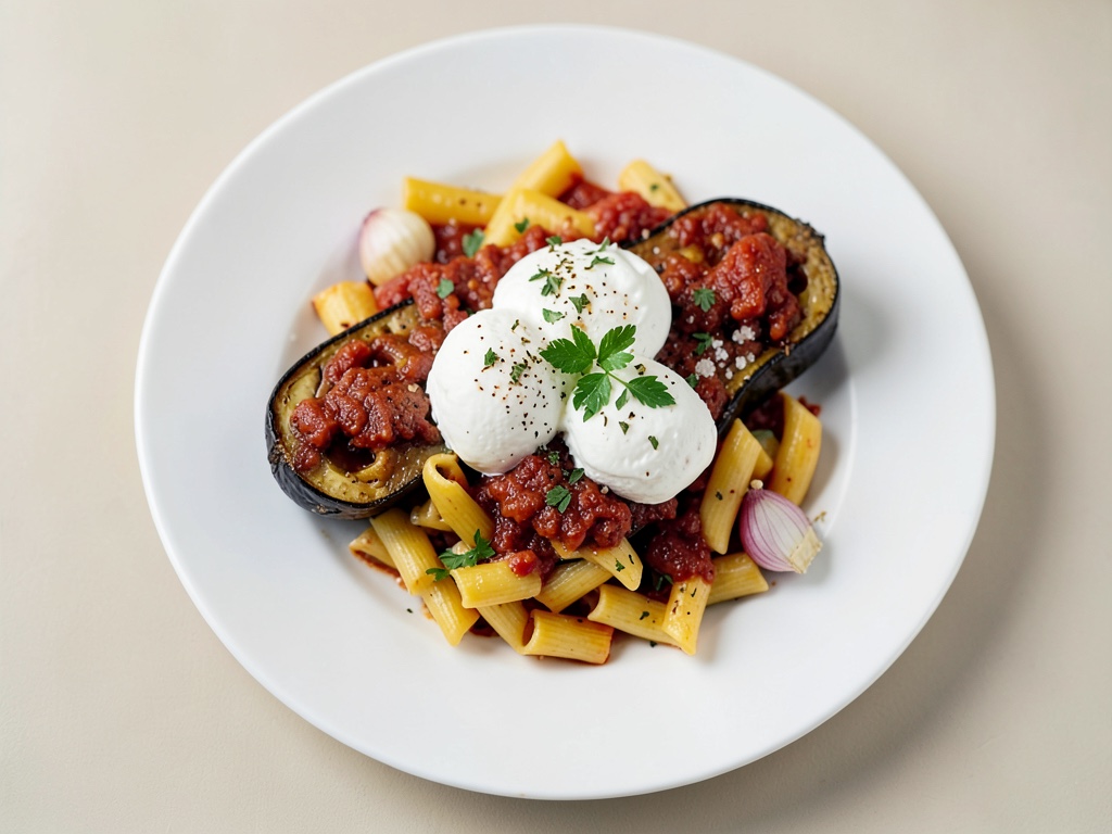 Rigatoni à la Norma avec Burrata