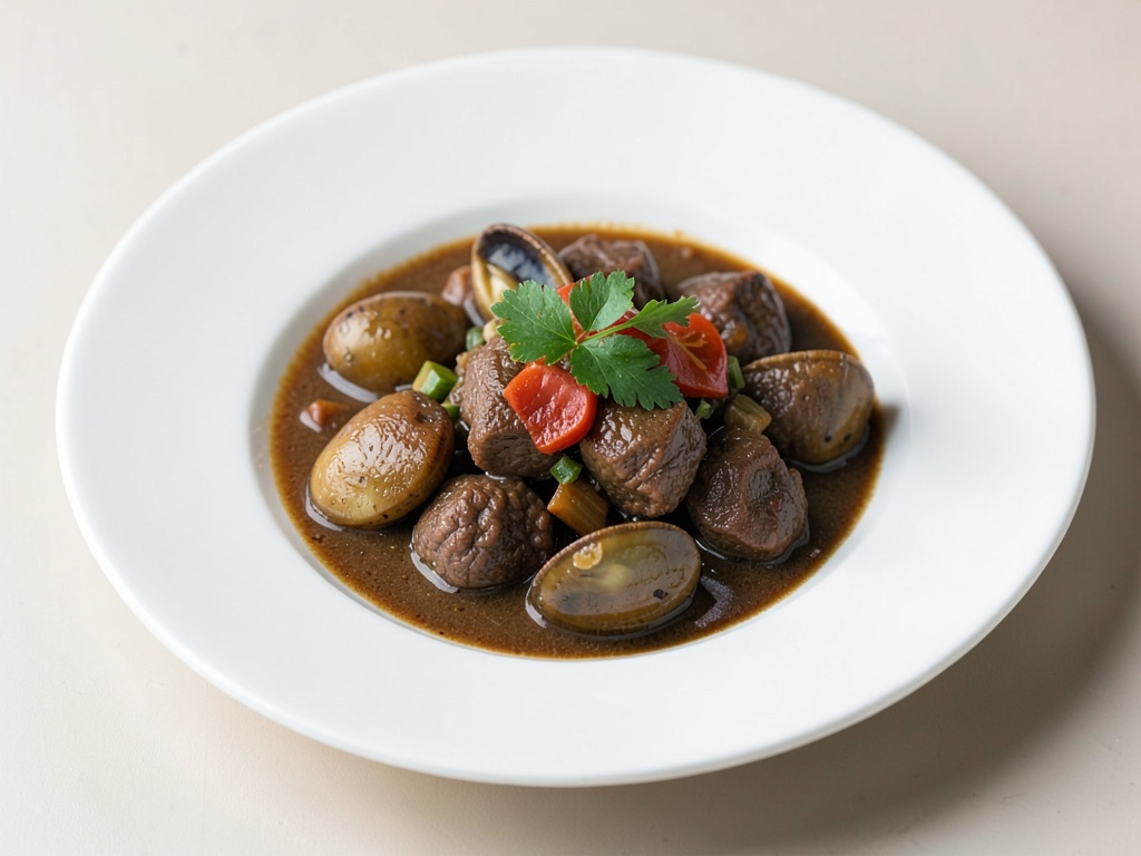 Ricco stufato di manzo con vongole