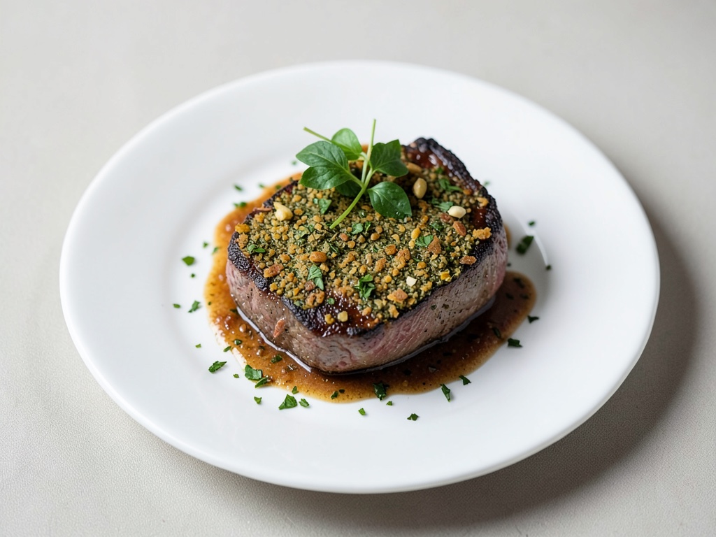 Filetto di manzo succulento con crosta alle erbe