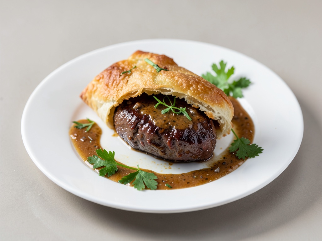 Filetto di manzo succoso con involucro croccante di pasta sfoglia