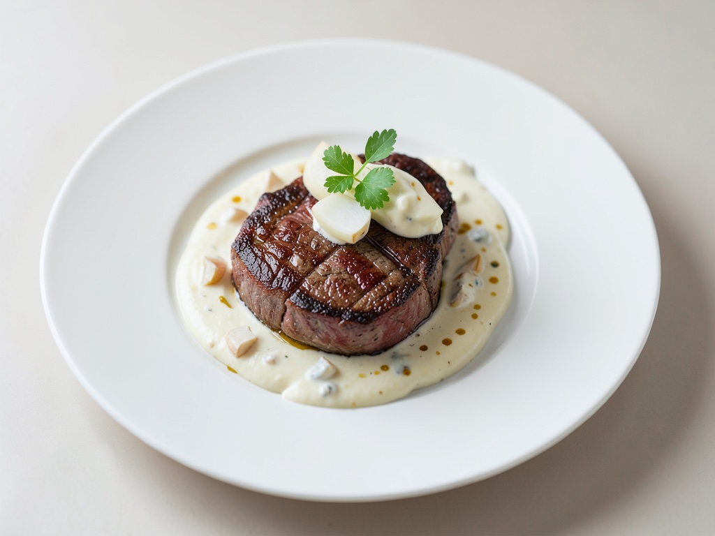 Filetto di manzo succoso con scalote dolci e panna