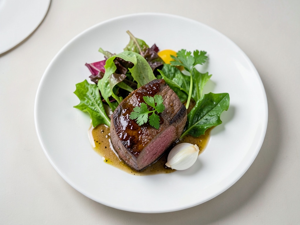 Filetto di manzo tenero su rucola con semi di zucca tostati