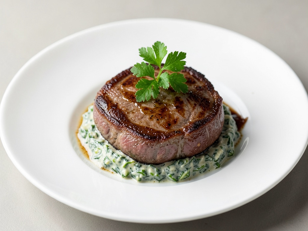 Filetto di manzo succulento con ripieno cremoso di spinaci