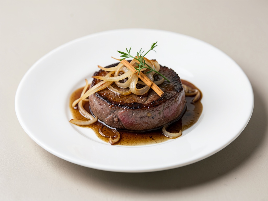 Fettine tenere di filetto di manzo con cipolle aromatiche alla cannella
