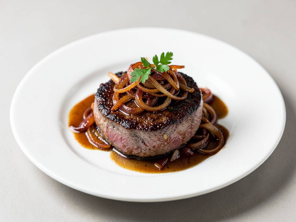Saftiges Rinderfilet mit karamellisierten Zwiebeln