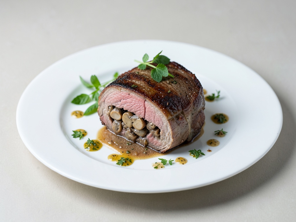 Arrosto di filetto di manzo con ripieno di funghi