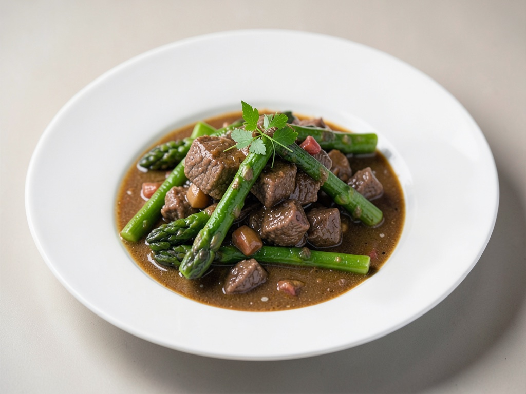 Stracotto di manzo veloce con asparagi