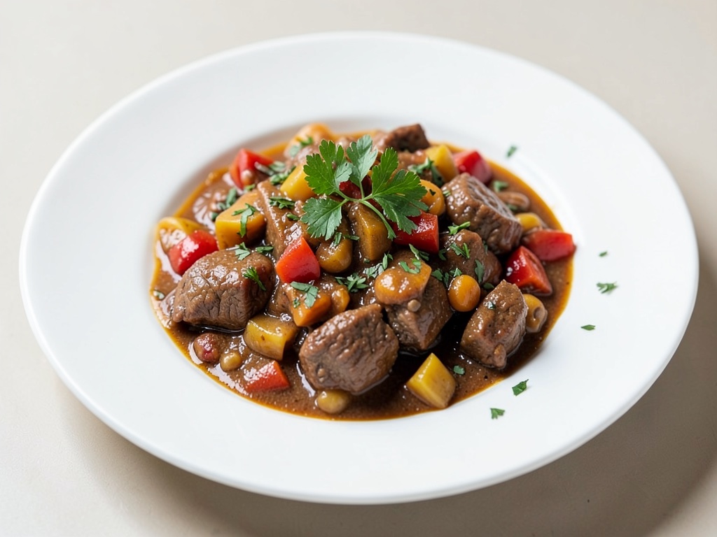 Gulasco di manzo intenso con erbe fresche