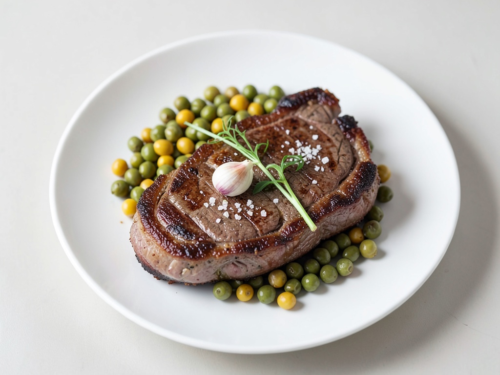 Steaks de bœuf à la cuisse avec haricots à l'estragon