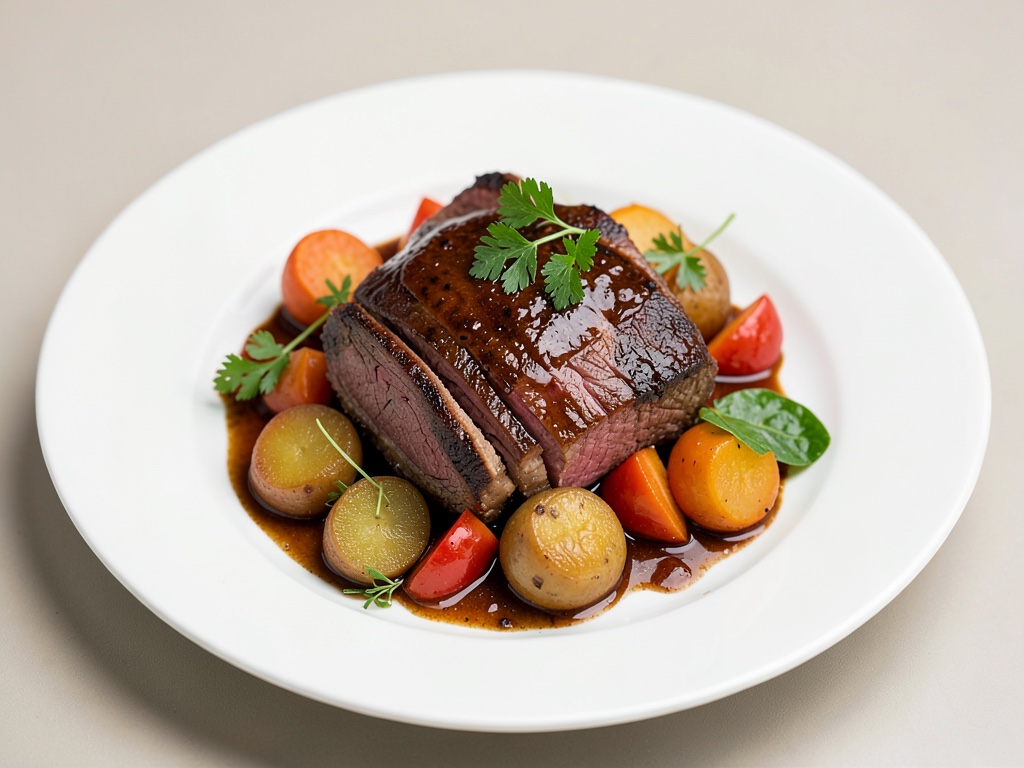 Tenero arrosto di manzo con verdure radicate