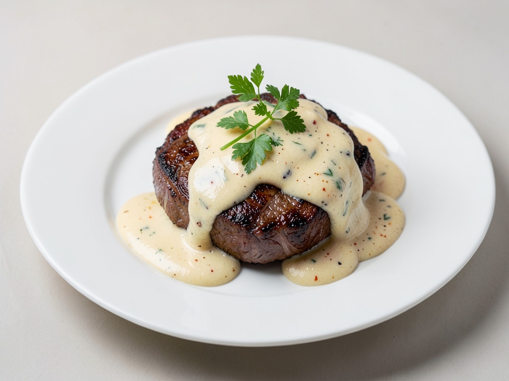 Côtelettes de bœuf juteuses avec sauce crémeuse au fromage