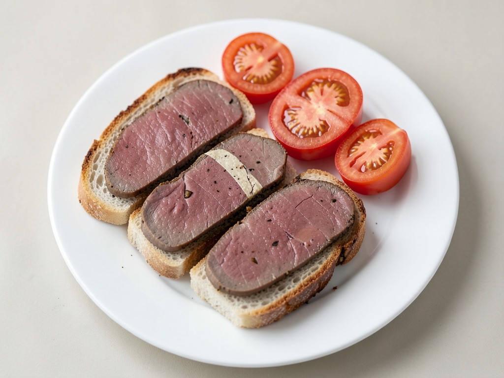 Bistecche di manzo succulente su pane tostato croccante