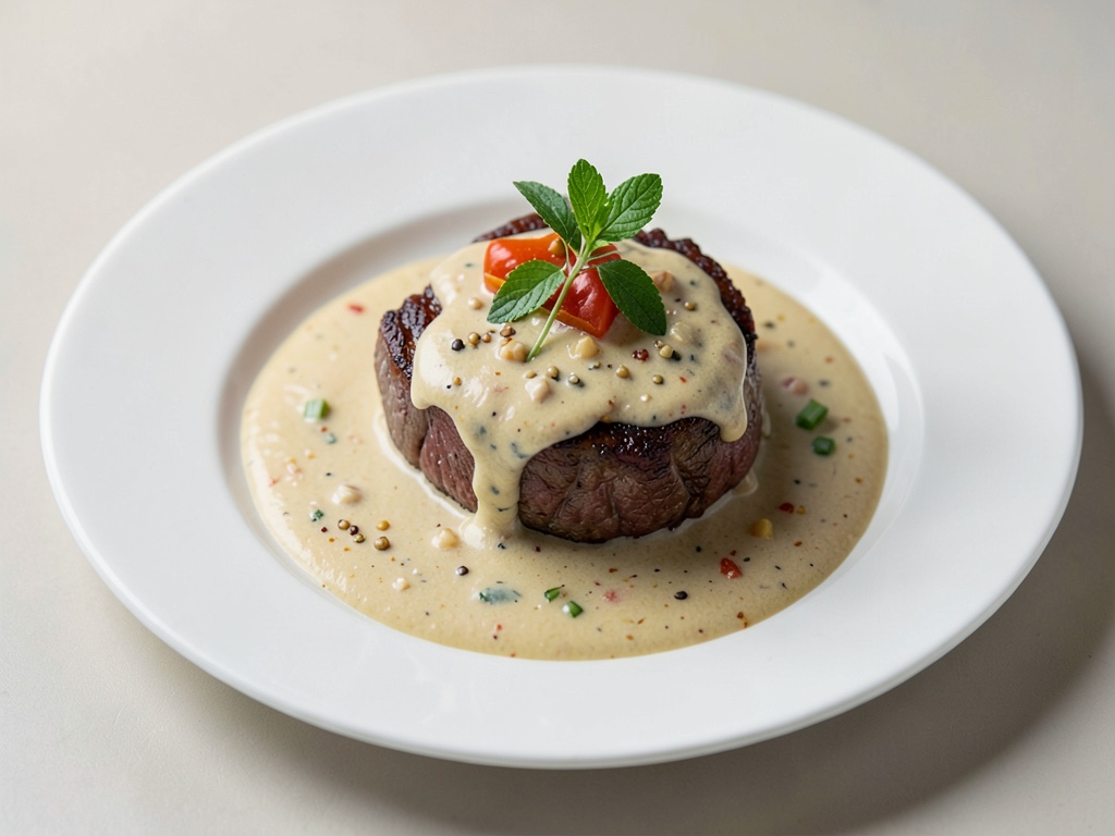 Carne di manzo tenera in salsa cremosa al sesamo e soia
