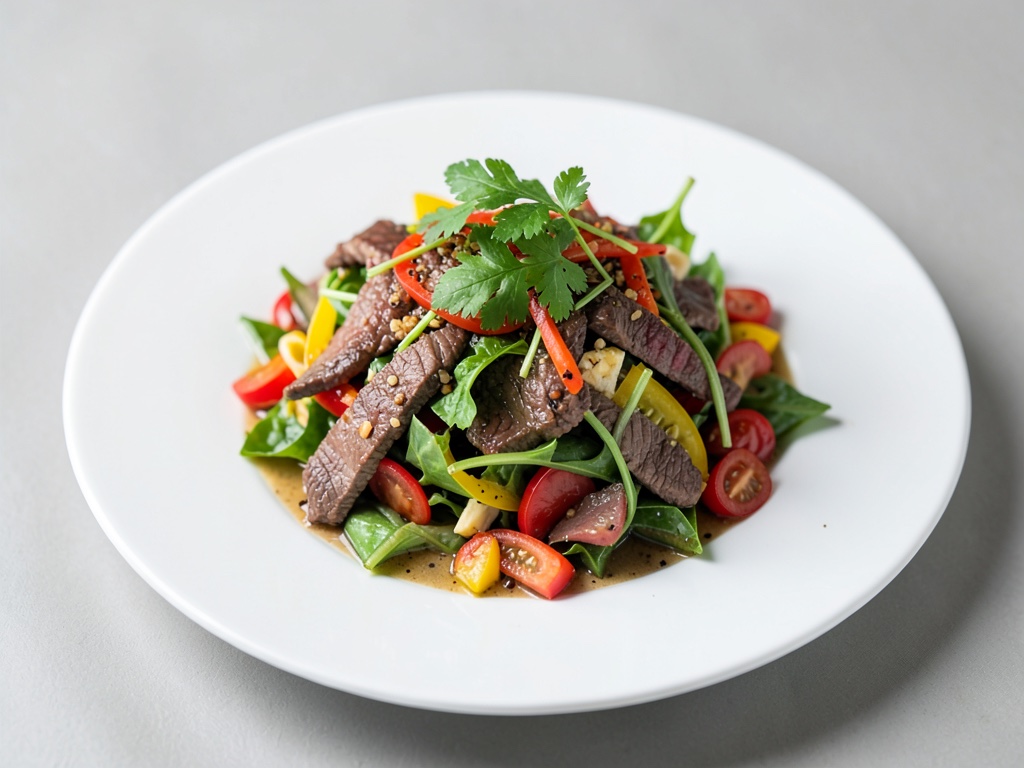 Insalata di manzo e peperoni colorata