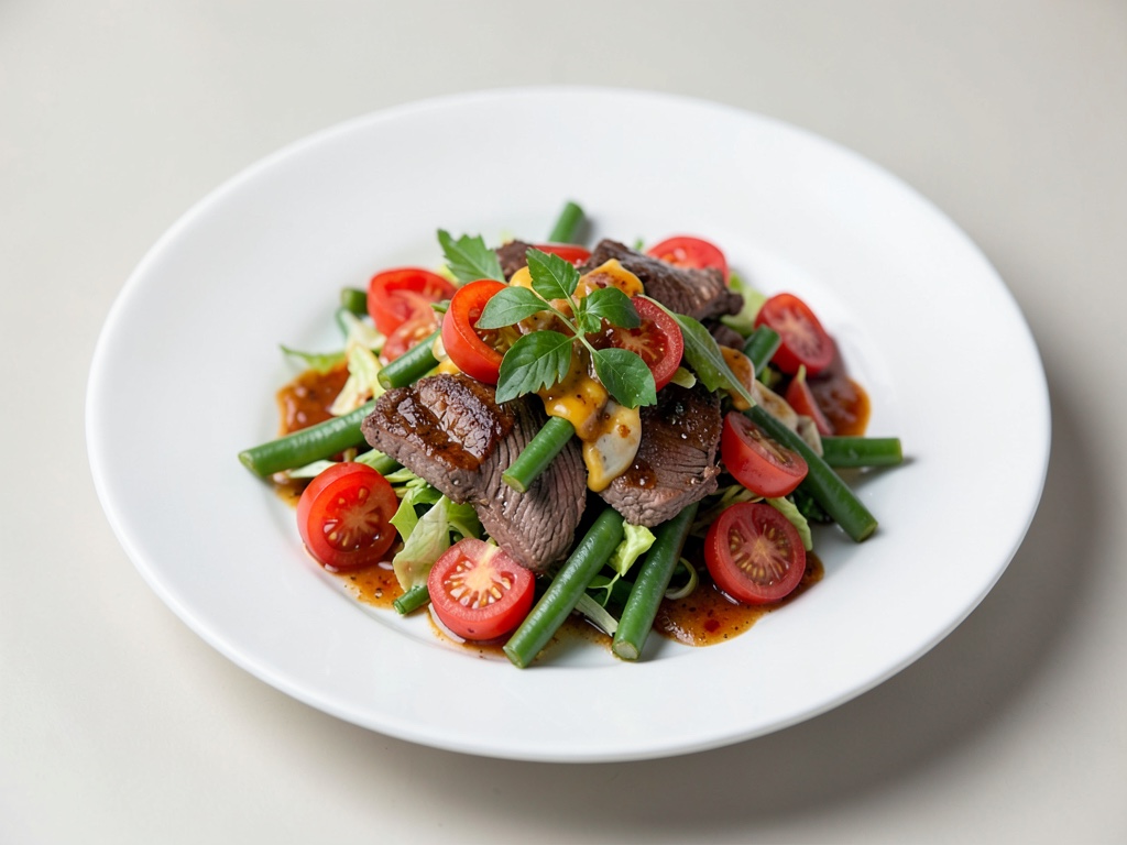 Insalata colorata con manzo, pomodori e fagioli