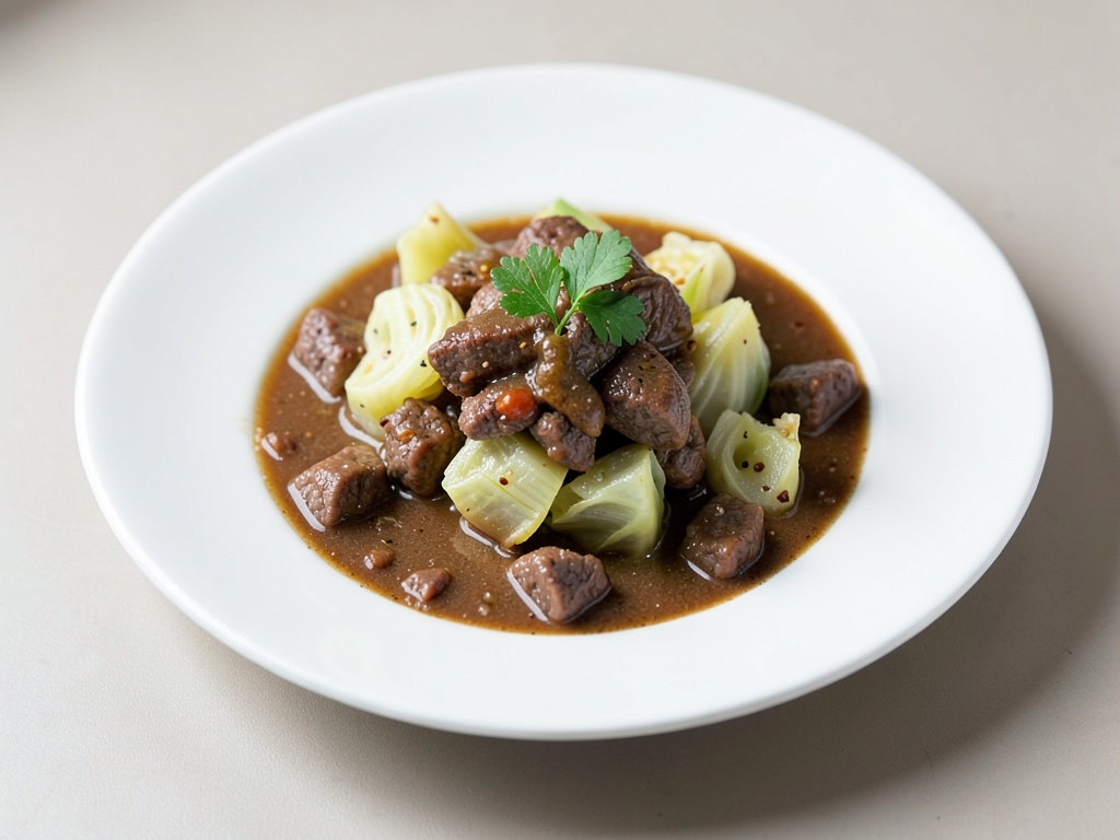Stufato di manzo saporito con cavolo riccio