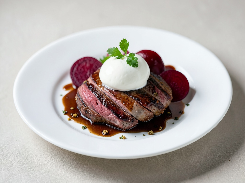 Straccetti di manzo con panna acida e barbabietola rossa