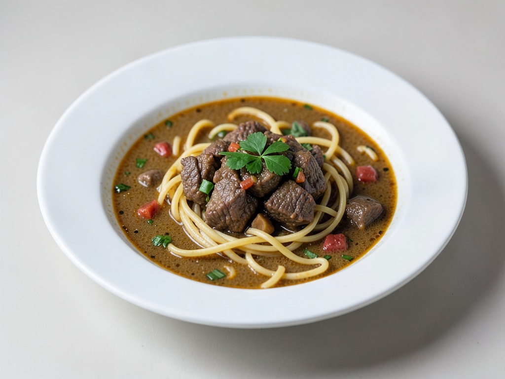 Herzhafte Rindfleischsuppe mit Nudeln