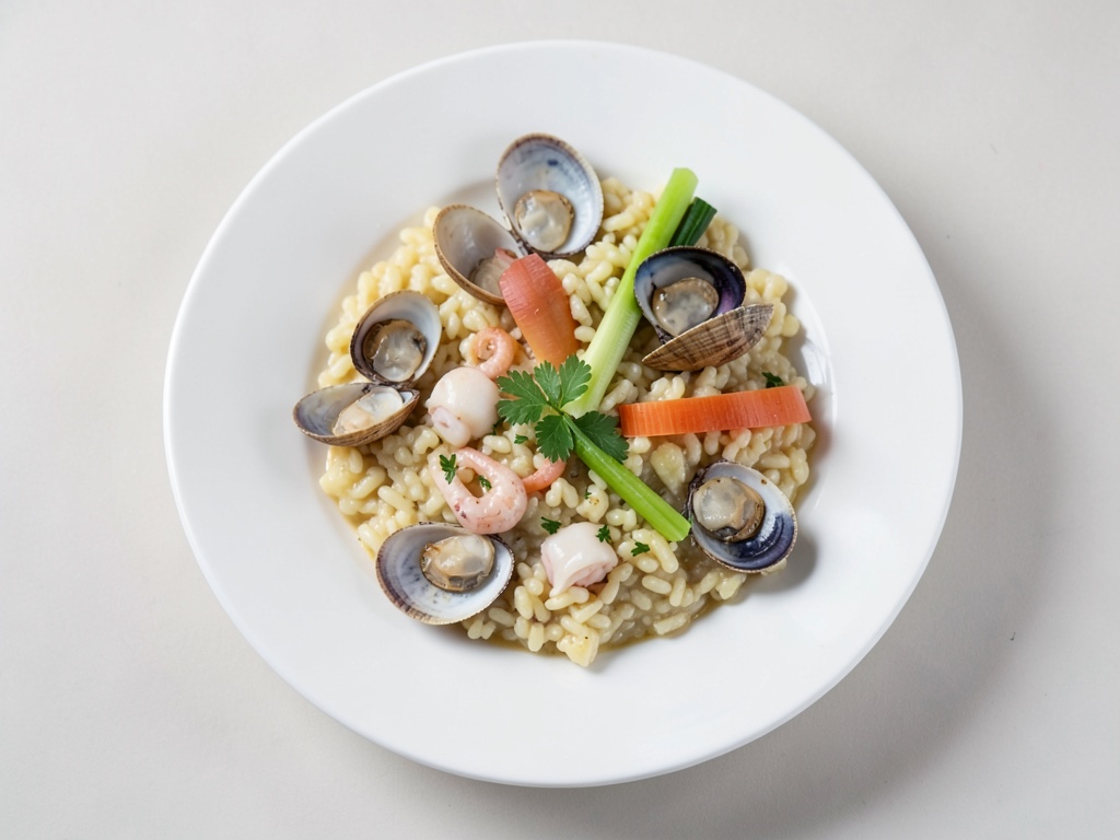 Risotto cremoso con mariscos