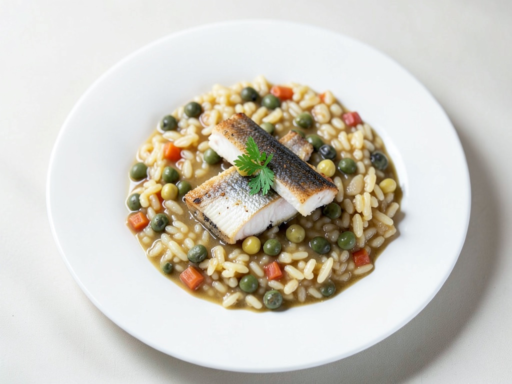 Risotto au cabillaud aux petits pois
