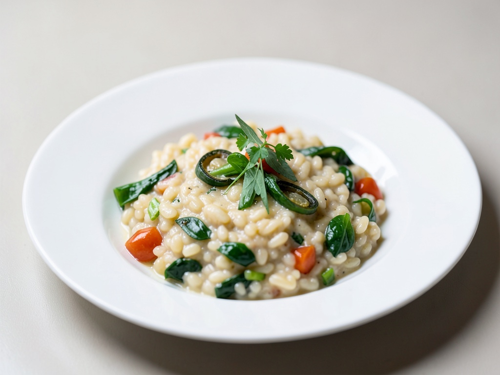 Risotto cremoso con verdure fresche