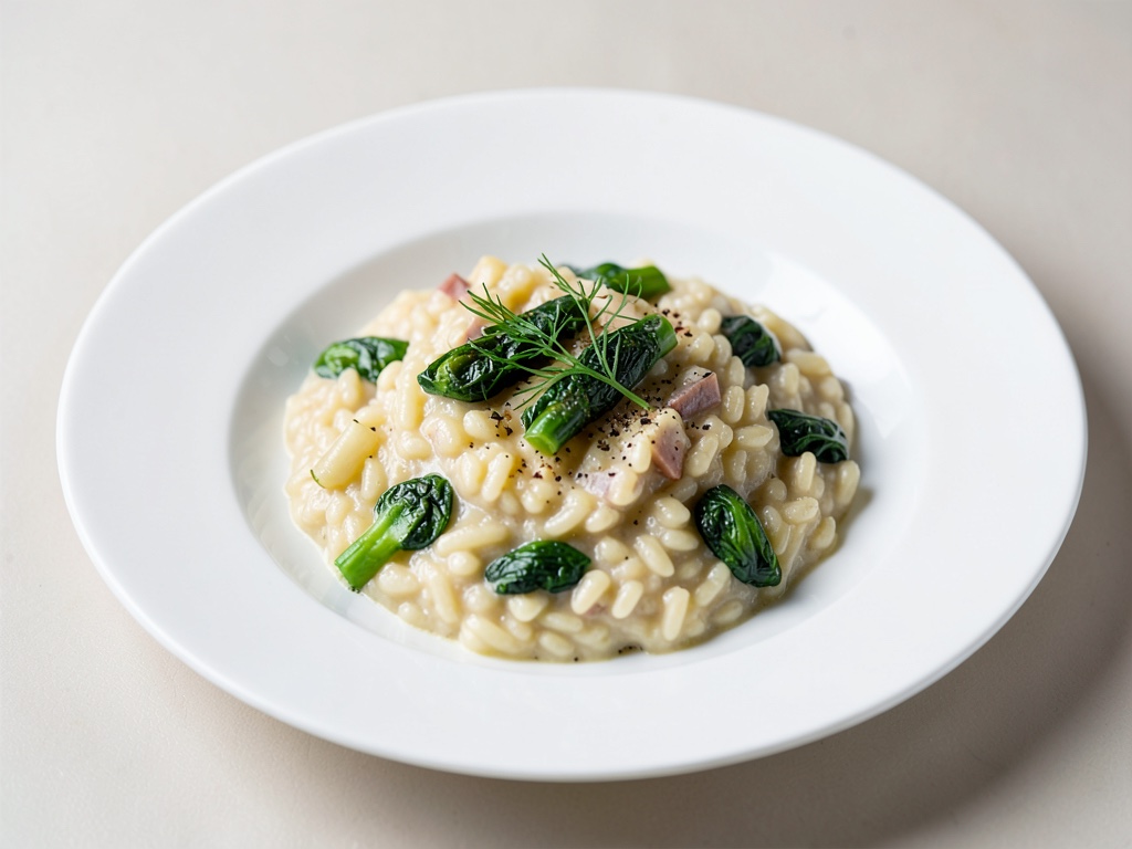 Risotto cremoso con verdure colorate
