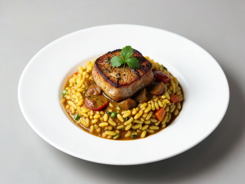 Risotto al forno con zucca e curry
