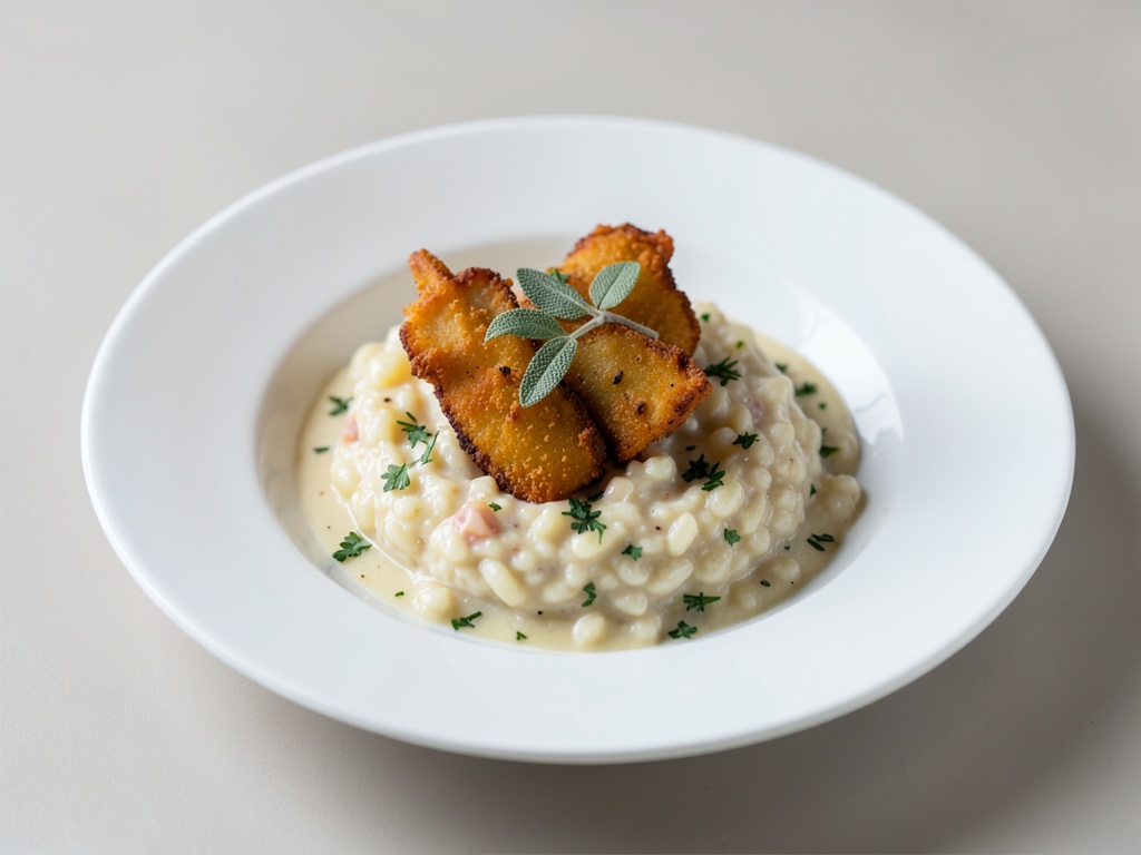 Risotto cremoso con zucca fritta e salvia