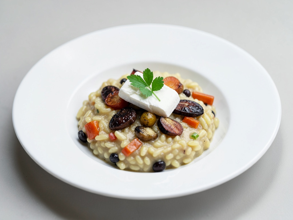 Risotto crémeux aux légumes rôtis et fromage de chèvre