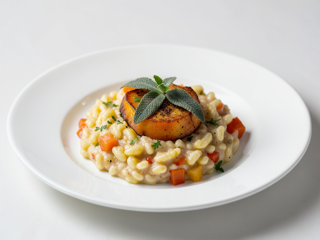 Risotto cremoso con zucca e salvia croccante