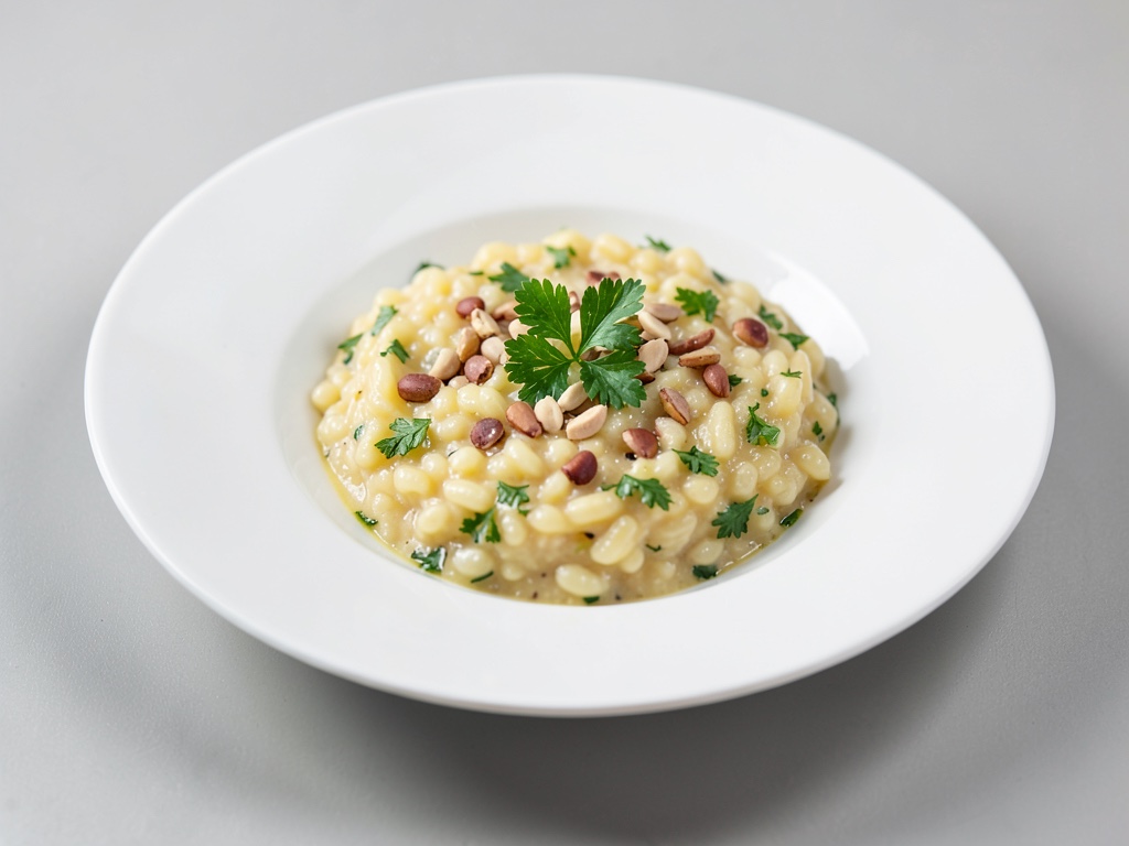 Risotto crémeux au persil et aux pignons de pin