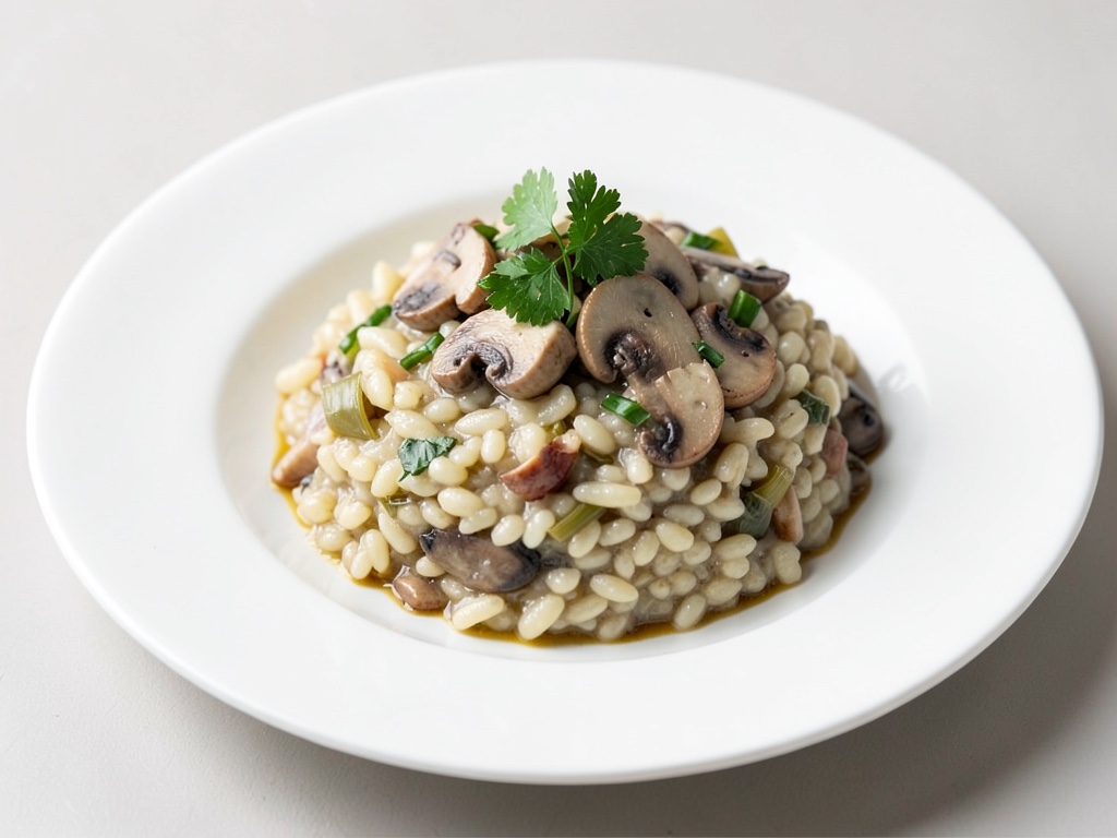 Risotto cremoso ai funghi e porri